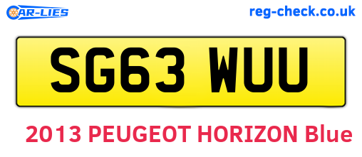 SG63WUU are the vehicle registration plates.