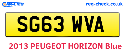 SG63WVA are the vehicle registration plates.