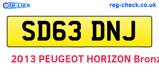 SD63DNJ are the vehicle registration plates.