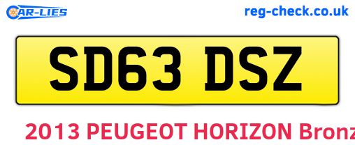 SD63DSZ are the vehicle registration plates.