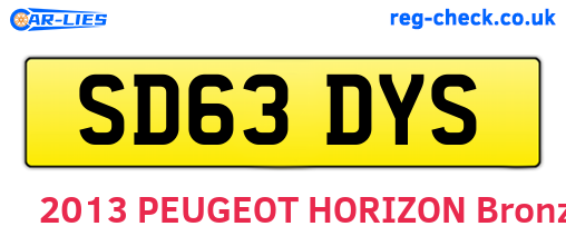 SD63DYS are the vehicle registration plates.