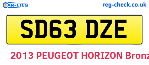 SD63DZE are the vehicle registration plates.
