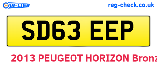 SD63EEP are the vehicle registration plates.