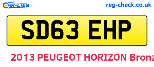 SD63EHP are the vehicle registration plates.