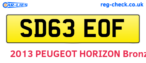 SD63EOF are the vehicle registration plates.