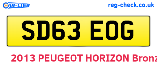 SD63EOG are the vehicle registration plates.