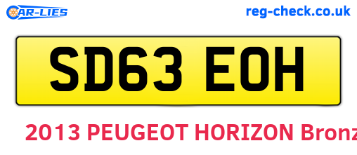 SD63EOH are the vehicle registration plates.
