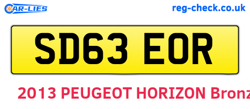 SD63EOR are the vehicle registration plates.