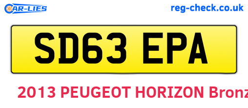 SD63EPA are the vehicle registration plates.