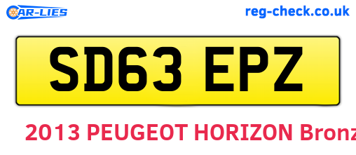 SD63EPZ are the vehicle registration plates.