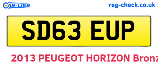 SD63EUP are the vehicle registration plates.