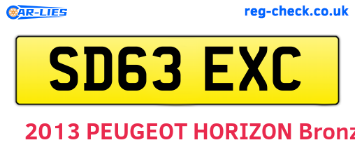 SD63EXC are the vehicle registration plates.