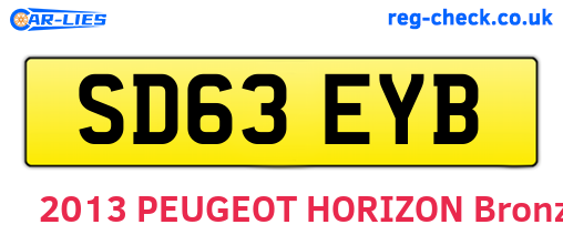 SD63EYB are the vehicle registration plates.