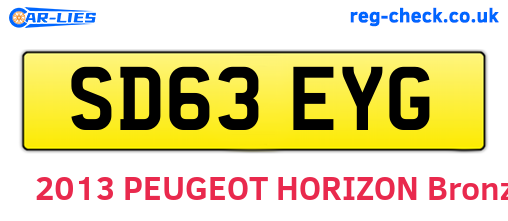 SD63EYG are the vehicle registration plates.