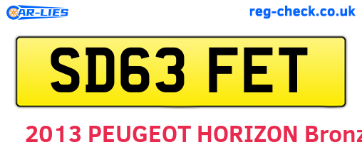 SD63FET are the vehicle registration plates.