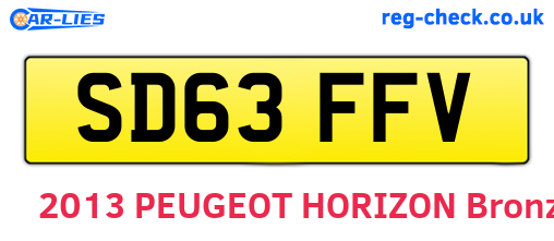 SD63FFV are the vehicle registration plates.