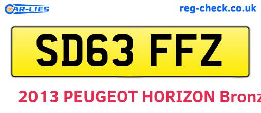 SD63FFZ are the vehicle registration plates.