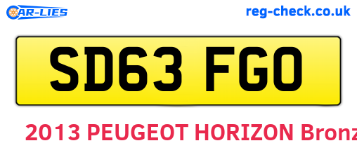 SD63FGO are the vehicle registration plates.