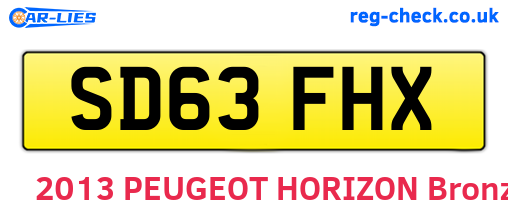 SD63FHX are the vehicle registration plates.