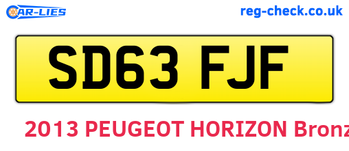SD63FJF are the vehicle registration plates.