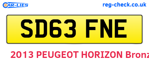 SD63FNE are the vehicle registration plates.