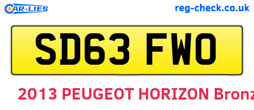 SD63FWO are the vehicle registration plates.