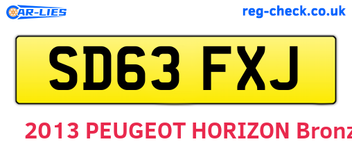 SD63FXJ are the vehicle registration plates.