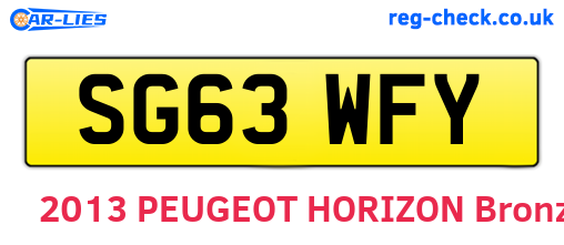 SG63WFY are the vehicle registration plates.