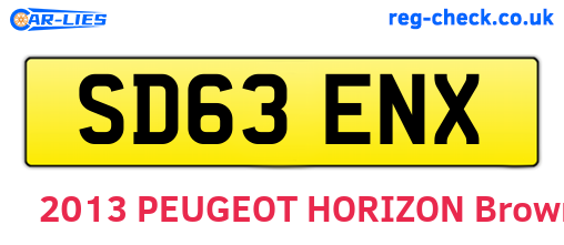 SD63ENX are the vehicle registration plates.
