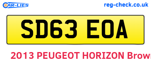 SD63EOA are the vehicle registration plates.