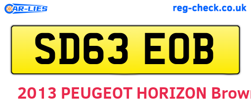 SD63EOB are the vehicle registration plates.