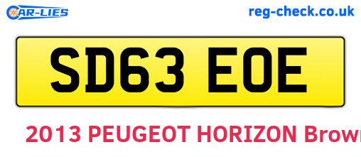 SD63EOE are the vehicle registration plates.