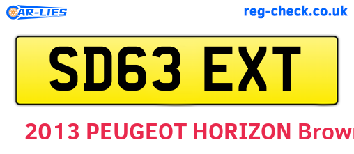 SD63EXT are the vehicle registration plates.