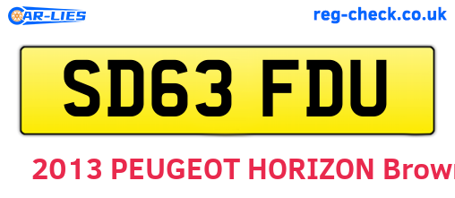 SD63FDU are the vehicle registration plates.