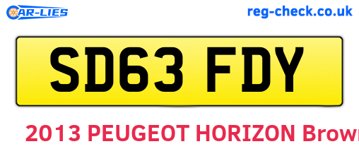 SD63FDY are the vehicle registration plates.