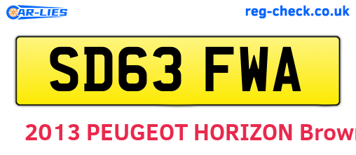 SD63FWA are the vehicle registration plates.