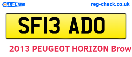 SF13ADO are the vehicle registration plates.