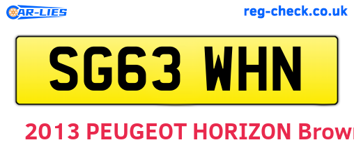 SG63WHN are the vehicle registration plates.