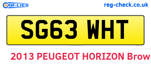 SG63WHT are the vehicle registration plates.