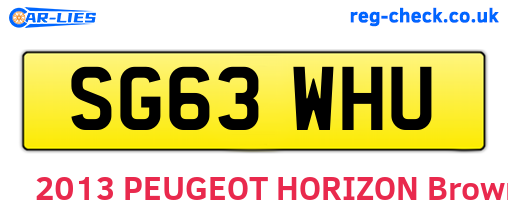 SG63WHU are the vehicle registration plates.