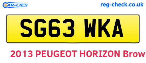 SG63WKA are the vehicle registration plates.