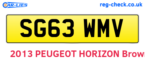 SG63WMV are the vehicle registration plates.
