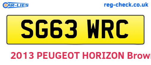 SG63WRC are the vehicle registration plates.