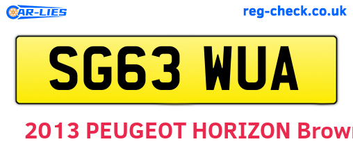 SG63WUA are the vehicle registration plates.