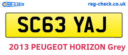 SC63YAJ are the vehicle registration plates.