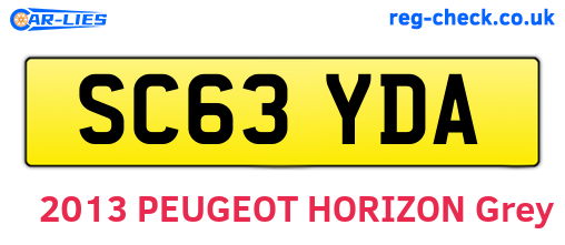 SC63YDA are the vehicle registration plates.