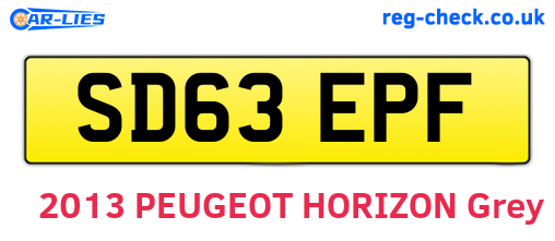 SD63EPF are the vehicle registration plates.