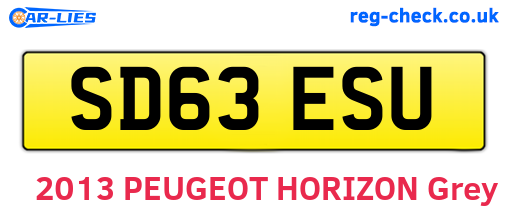 SD63ESU are the vehicle registration plates.