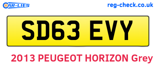 SD63EVY are the vehicle registration plates.