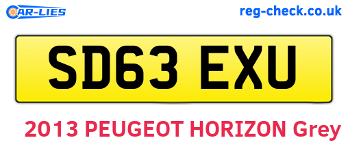 SD63EXU are the vehicle registration plates.